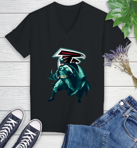 NFL Batman Football Sports Atlanta Falcons Women's V-Neck T-Shirt 2