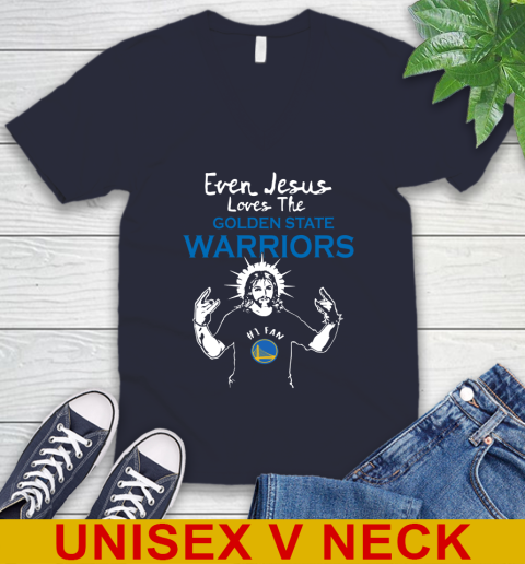 Golden State Warriors NBA Basketball Even Jesus Loves The Warriors Shirt V-Neck T-Shirt 2