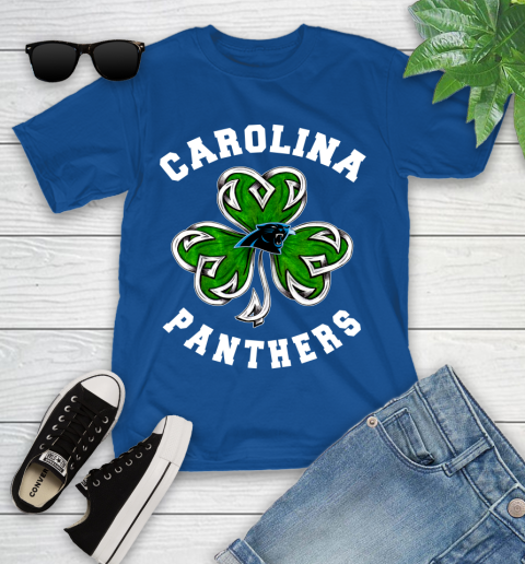 NFL Carolina Panthers Three Leaf Clover St Patrick's Day Football Sports Youth T-Shirt 12