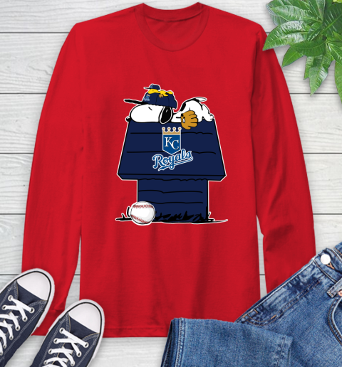 MLB Kansas City Royals Snoopy Woodstock The Peanuts Movie Baseball T Shirt Long Sleeve T-Shirt 10