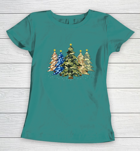 Camo Print Christmas Trees with Camouflage Print Xmas Women's T-Shirt 10
