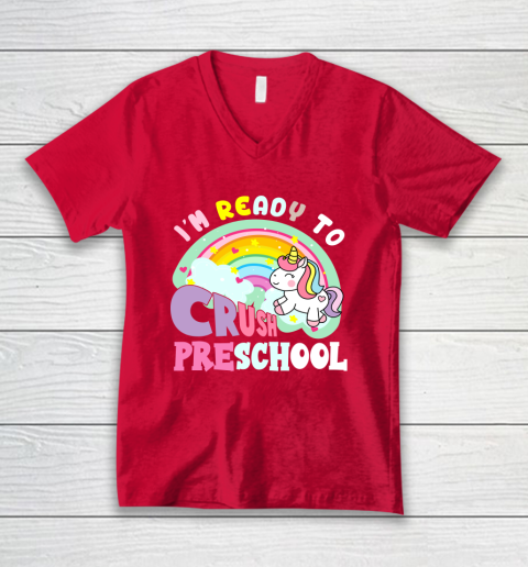 Back to school shirt ready to crush preschool unicorn V-Neck T-Shirt 6