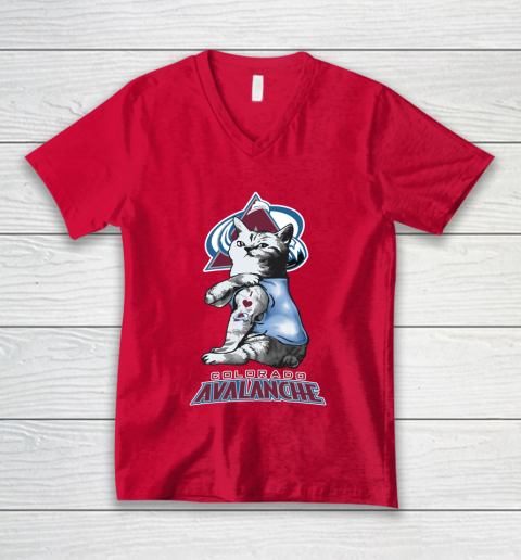 NHL My Cat Loves Colorado Avalanche Hockey V-Neck T-Shirt 6