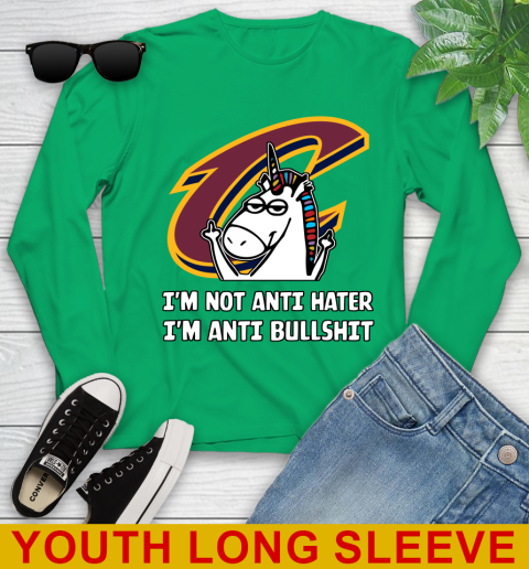Cleveland Cavaliers NBA Basketball Unicorn I'm Not Anti Hater I'm Anti Bullshit Youth Long Sleeve 7