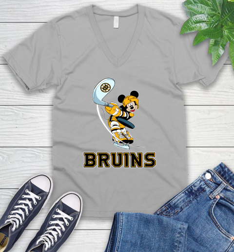 NHL Hockey Boston Bruins Cheerful Mickey Mouse Shirt V-Neck T-Shirt 4