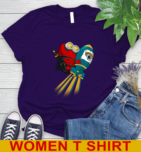 NFL Football Jacksonville Jaguars Deadpool Minion Marvel Shirt Women's T-Shirt 4