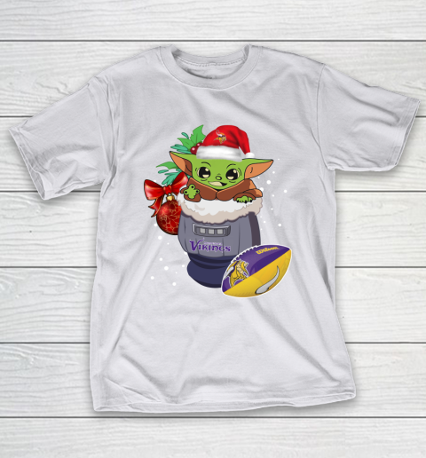 Minnesota Vikings Christmas Baby Yoda Star Wars Funny Happy NFL T-Shirt 12
