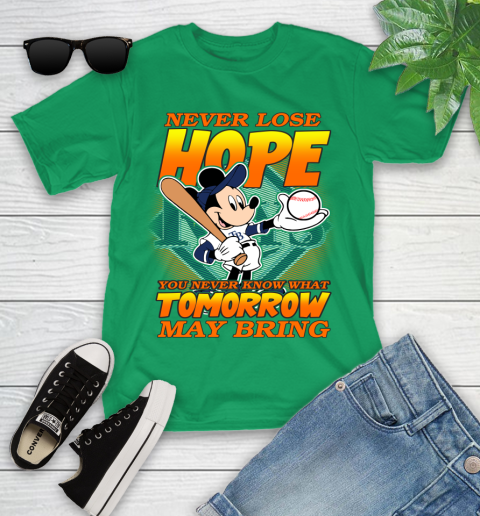 Tampa Bay Rays MLB Baseball Mickey Disney Never Lose Hope Youth T-Shirt 8