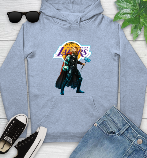 NBA Thor Avengers Endgame Basketball Los Angeles Lakers Youth Hoodie 10
