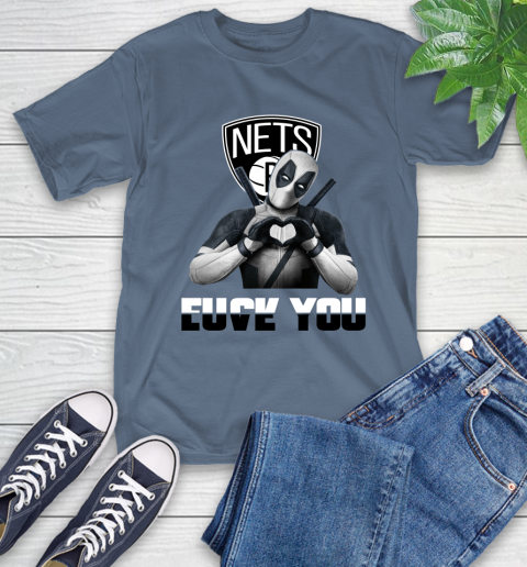 NBA Brooklyn Nets Deadpool Love You Fuck You Basketball Sports T-Shirt 8