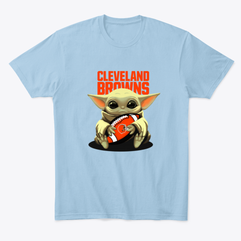 8sui baby yoda loves the cleveland browns classic t shirt 2 front light blue