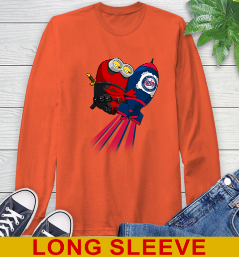 MLB Baseball Minnesota Twins Deadpool Minion Marvel Shirt Long Sleeve T-Shirt 4