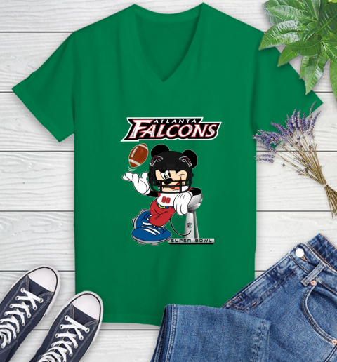 NFL Atlanta Falcons Mickey Mouse Disney Super Bowl Football T Shirt Women's V-Neck T-Shirt 5