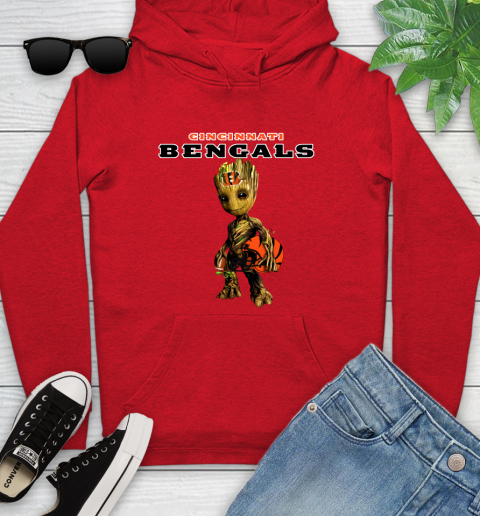 Cincinnati Bengals NFL Football Groot Marvel Guardians Of The Galaxy Youth Hoodie 11