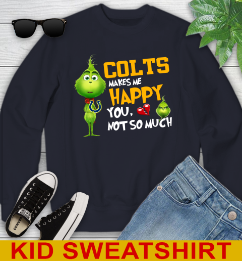 NFL Indianapolis Colts Makes Me Happy You Not So Much Grinch Football Sports Youth Sweatshirt 2