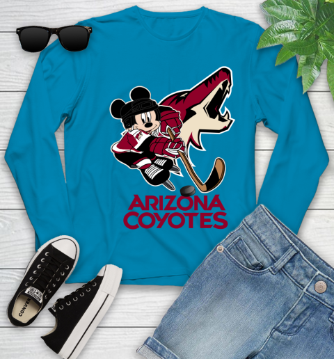 NHL Arizona Coyotes Mickey Mouse Disney Hockey T Shirt Youth Long Sleeve 7