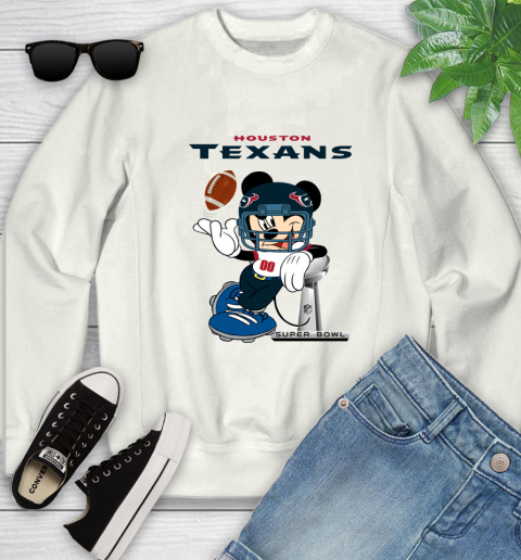 NFL Houston Texans Mickey Mouse Disney Super Bowl Football T Shirt Youth Sweatshirt
