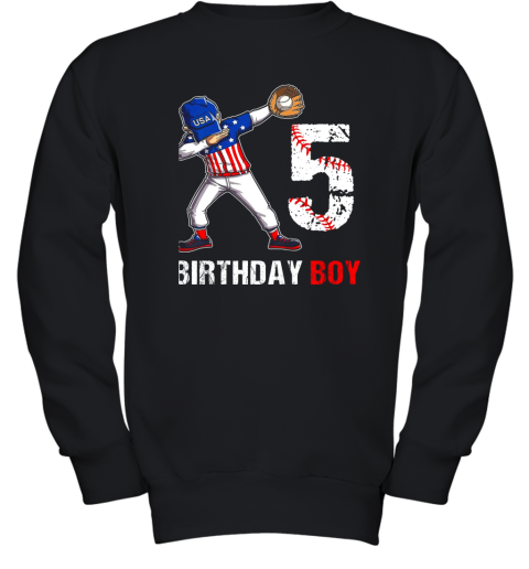 Kids 5 Years Old 5th Birthday Baseball Dabbing Shirt Gift Party Youth Sweatshirt