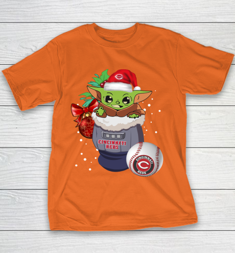 Cincinnati Reds Christmas Baby Yoda Star Wars Funny Happy MLB Youth T-Shirt 6