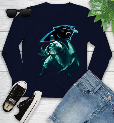 NFL Batman Football Sports Carolina Panthers Youth Long Sleeve 3