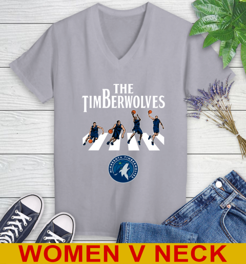 NBA Basketball Minnesota Timberwolves The Beatles Rock Band Shirt Women's V-Neck T-Shirt 4