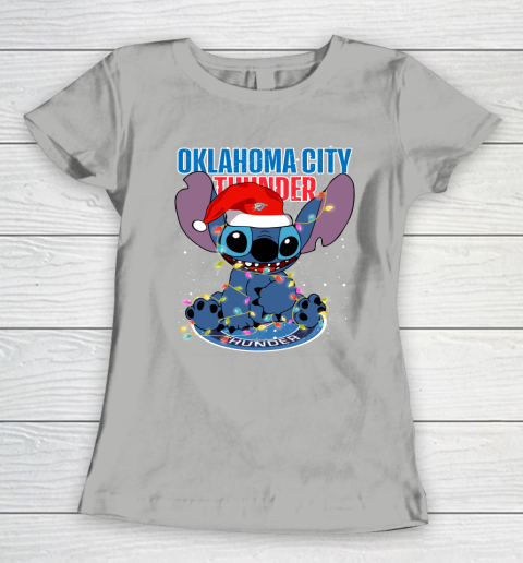 Oklahoma City Thunder NBA noel stitch Basketball Christmas Women's T-Shirt 8