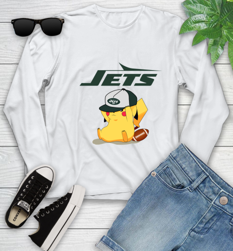 NFL Pikachu Football Sports New York Jets Youth Long Sleeve