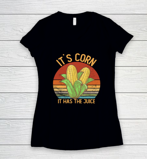 It`s Corn It Has the Juice T Shirt Crop Top Corn Lovers Women's V-Neck T-Shirt