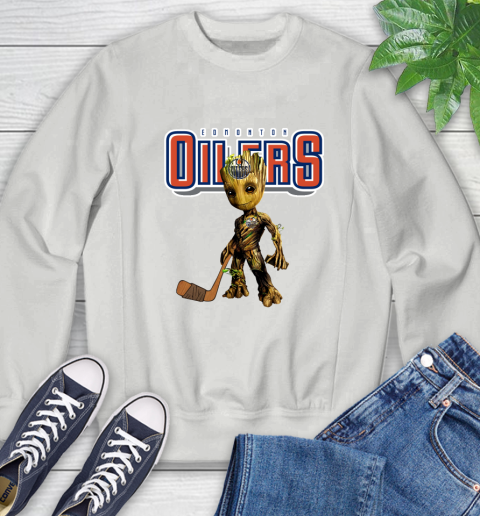 Edmonton Oilers NHL Hockey Groot Marvel Guardians Of The Galaxy Sweatshirt 5