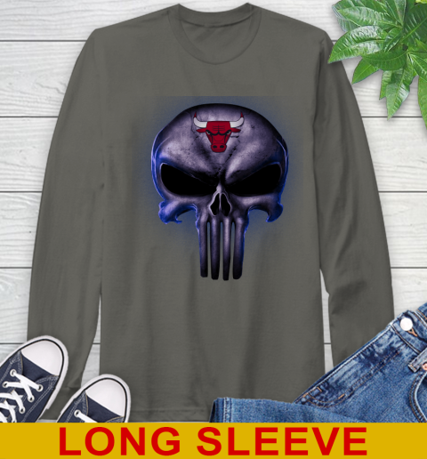 Chicago Bulls NBA Basketball Punisher Skull Sports Long Sleeve T-Shirt - Image 11