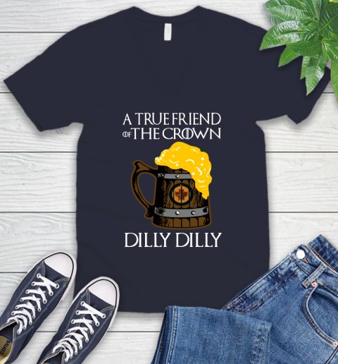 NFL Winnipeg Jets A True Friend Of The Crown Game Of Thrones Beer Dilly Dilly Hockey Shirt V-Neck T-Shirt 2
