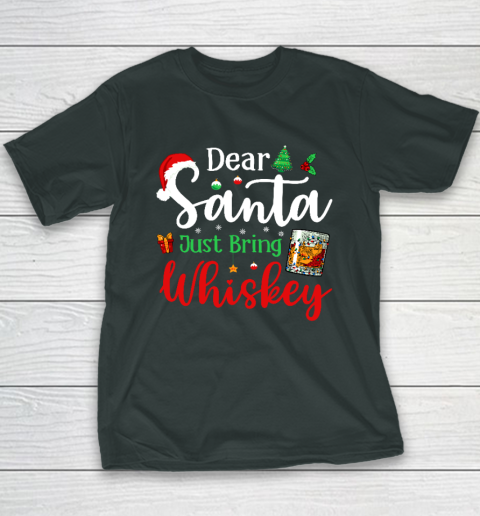 Funny Dear Santa Just Bring Whiskey Christmas Pajamas Youth T-Shirt 3