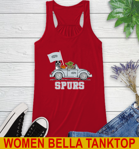 NBA Basketball San Antonio Spurs Darth Vader Baby Yoda Driving Star Wars Shirt Racerback Tank 6