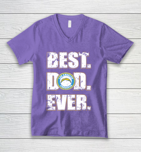 NFL Los Angeles Chargers Football Best Dad Ever Family Shirt V-Neck T-Shirt 8