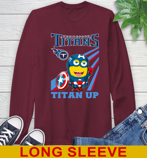 NFL Football Tennessee Titans Captain America Marvel Avengers Minion Titan Up Shirt Long Sleeve T-Shirt 7