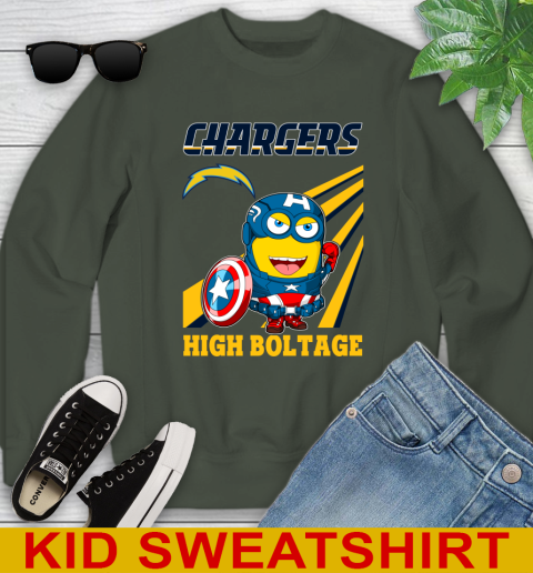 NFL Football Los Angeles Chargers Captain America Marvel Avengers Minion Shirt Youth Sweatshirt 8