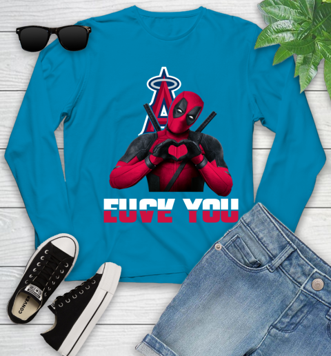 MLB Los Angeles Angels Deadpool Love You Fuck You Baseball Sports Youth Long Sleeve 8
