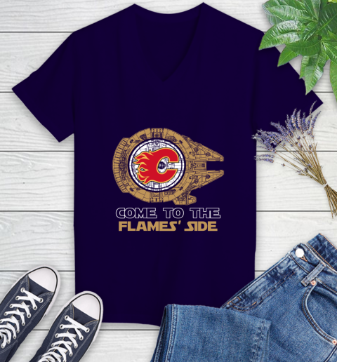 NHL Come To The Calgary Flames Wars Hockey Sports Women's V-Neck T-Shirt 3