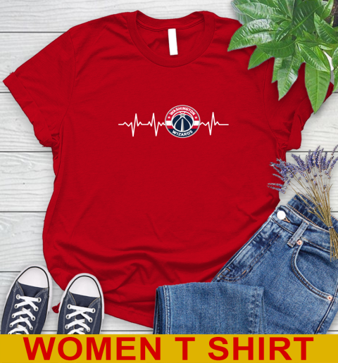 Washington Wizards NBA Basketball Heart Beat Shirt Women's T-Shirt - Image 12