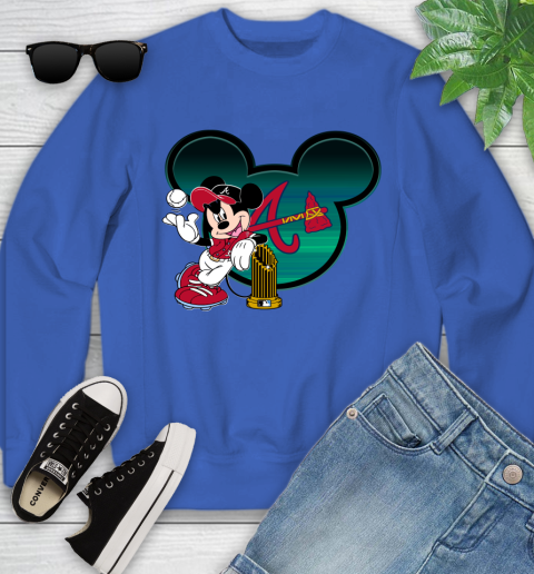MLB Atlanta Braves The Commissioner's Trophy Mickey Mouse Disney Youth Sweatshirt 8