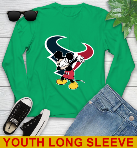 Houston Texans NFL Football Dabbing Mickey Disney Sports Youth Long Sleeve 7
