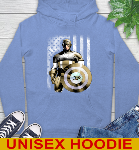 Anaheim Ducks NHL Hockey Captain America Marvel Avengers American Flag Shirt Hoodie 11