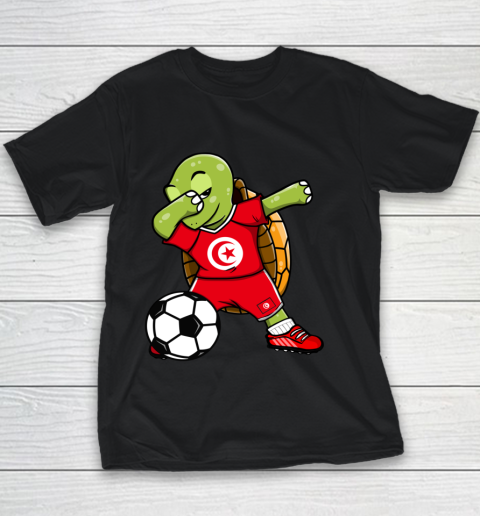 Dabbing Turtle Tunisia Soccer Fans Jersey Tunisian Football Youth T-Shirt