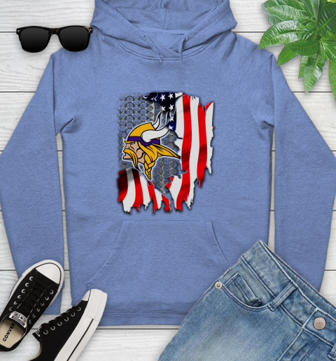 Minnesota Vikings NFL Football American Flag Youth Hoodie 13