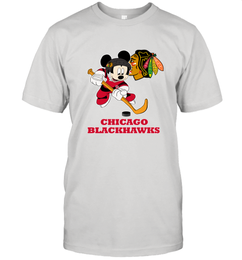 NHL Hockey Mickey Mouse Team Chicago Blackhawks Unisex Jersey Tee