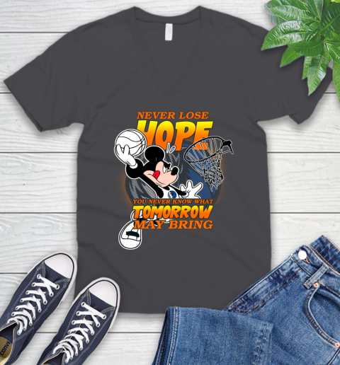 Dallas Mavericks NBA Basketball Mickey Disney Never Lose Hope V-Neck T-Shirt 4