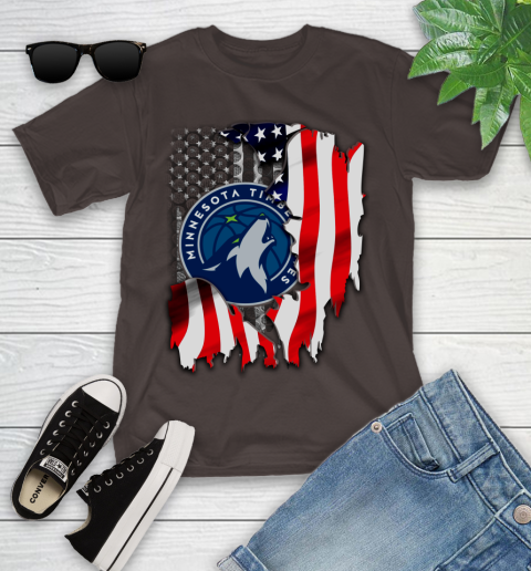 Minnesota Timberwolves NBA Basketball American Flag Youth T-Shirt 7
