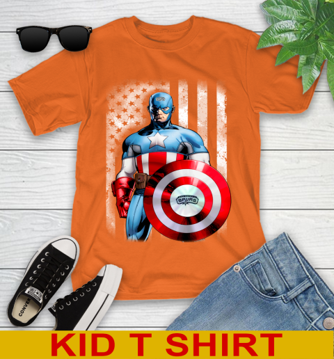 San Antonio Spurs NBA Basketball Captain America Marvel Avengers American Flag Shirt Youth T-Shirt 8