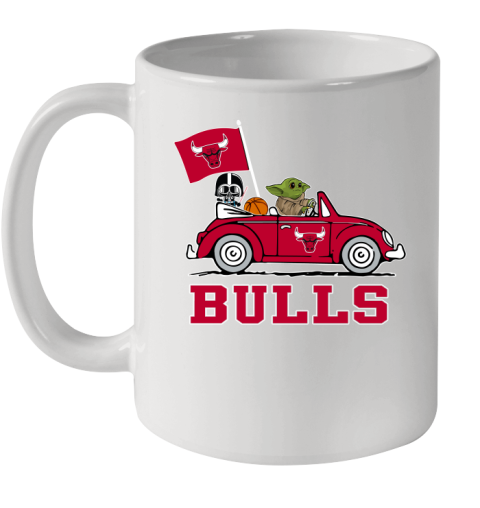 NBA Basketball Chicago Bulls Darth Vader Baby Yoda Driving Star Wars Shirt Ceramic Mug 11oz