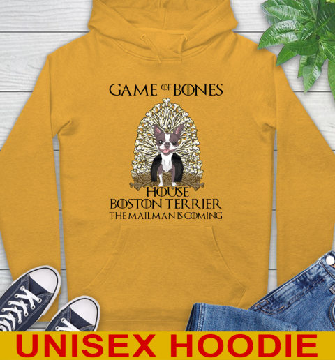 Game of bones house boston terrier dog the mailman is coming tshirt 14